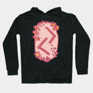 Jera Rune Flowery Design Hoodie